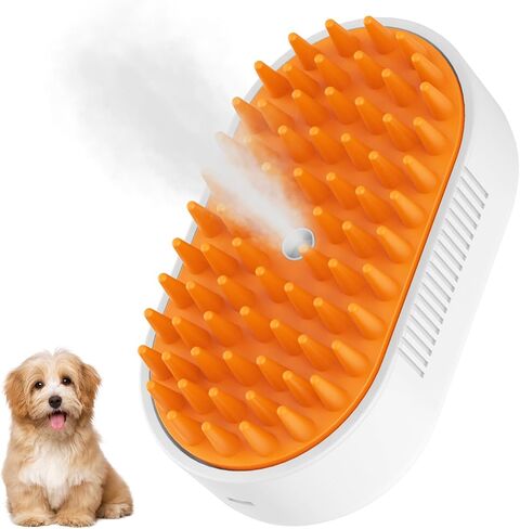 Dog Steam Brush,3 in 1 Cat Steam Brush,Steam Cat Brush,Silicone Massage Grooming Pet Steam Brush for Cats Dogs,Rechargeable Cat Steam Brush for Shedding,Spritz Defur Comb for Cats. in Saudi Arabia