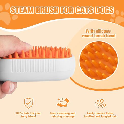 Dog Steam Brush,3 in 1 Cat Steam Brush,Steam Cat Brush,Silicone Massage Grooming Pet Steam Brush for Cats Dogs,Rechargeable Cat Steam Brush for Shedding,Spritz Defur Comb for Cats. in Saudi Arabia