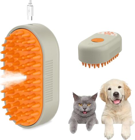 Dog Steam Brush,3 in 1 Cat Steam Brush,Steam Cat Brush,Silicone Massage Grooming Pet Steam Brush for Cats Dogs,Rechargeable Cat Steam Brush for Shedding,Spritz Defur Comb for Cats. in Saudi Arabia