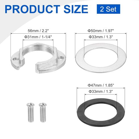 uxcell 2Sets Female Thread Hex Lock Nut 1-1/4inch (31mm) Stainless Steel 304 C-Type Single Hole Faucet Lock Nuts with Gasket, Faucet Fixing Tool Set for Kitchen Bathroom Basin Sink in Saudi Arabia