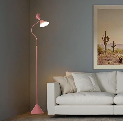 Industrial Floor Lamp with Metal Lampshade & 3000K Warm Light LED Bulb, Gold Floor Lamps with 350° Adjustable, Minimalist Corner Standing Lamps for Living Room, Bedroom, Office in Saudi Arabia