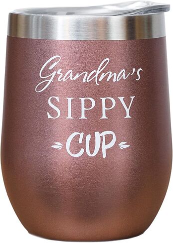 Grandma’s Sippy Cup – VINOVITA Stainless-Steel Funny Wine Tumbler – Insulated Stemless Glass with 2 Lids, Straw, Brush – Novelty Adult Sippy Cup – Perfect For Mother’s Day, Valentines, Birthday –12oz in Saudi Arabia