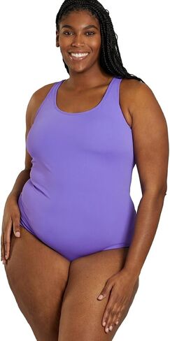 Sporti Plus Size Women's One Piece Swimsuits Conservative Cut, Hydrolast Tech, Printed Bathing Suit, Girl Leg Swimsuit Women in Kuwait