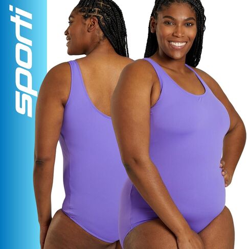 Sporti Plus Size Women's One Piece Swimsuits Conservative Cut, Hydrolast Tech, Printed Bathing Suit, Girl Leg Swimsuit Women in Kuwait