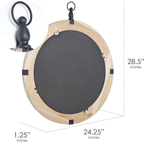 Head West Rustic Wood with Antique Metal Banded Framed Round Oval Porthole Wall Mirror - 24" x 29" in Kuwait