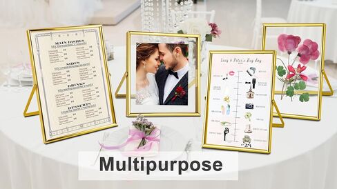 Silver Floating Picture Frames - Set of 3, for Photo Size 4×4, 4×6, 5×7, Vertical Tabletop Display, Metal Glass Frame for Wedding, Home or Office Desk Decoration (Silver) in Saudi Arabia