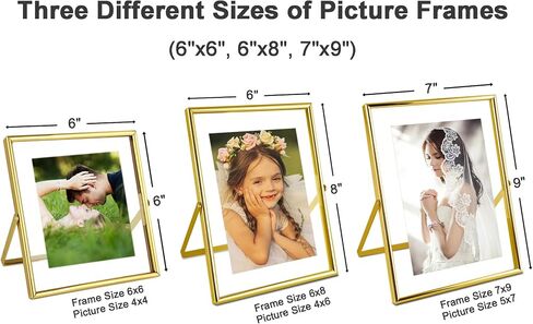 Silver Floating Picture Frames - Set of 3, for Photo Size 4×4, 4×6, 5×7, Vertical Tabletop Display, Metal Glass Frame for Wedding, Home or Office Desk Decoration (Silver) in Saudi Arabia