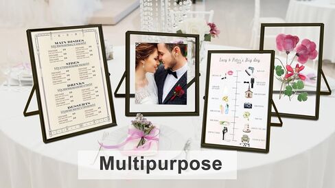 Silver Floating Picture Frames - Set of 3, for Photo Size 4×4, 4×6, 5×7, Vertical Tabletop Display, Metal Glass Frame for Wedding, Home or Office Desk Decoration (Silver) in Saudi Arabia