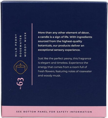 تراب - رقم 63 ماء الورد الفاوانيا - 7 أوقية. شمعة مميزة - عطر منزلي عطري برائحة زهور الفاوانيا البرية وماء الورد ونفحات المسك الخشبية - شمع الفازلين in Kuwait