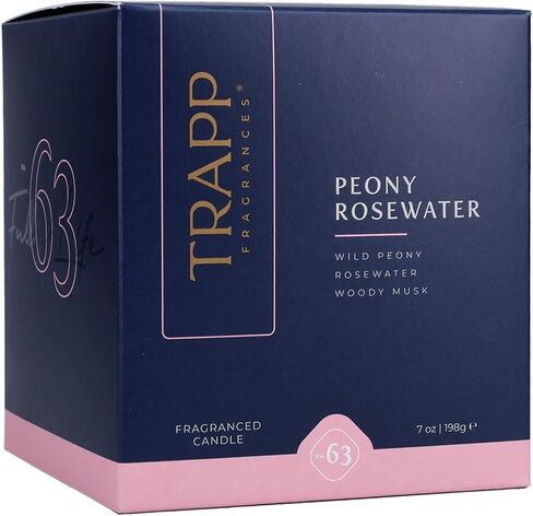 تراب - رقم 63 ماء الورد الفاوانيا - 7 أوقية. شمعة مميزة - عطر منزلي عطري برائحة زهور الفاوانيا البرية وماء الورد ونفحات المسك الخشبية - شمع الفازلين in Kuwait