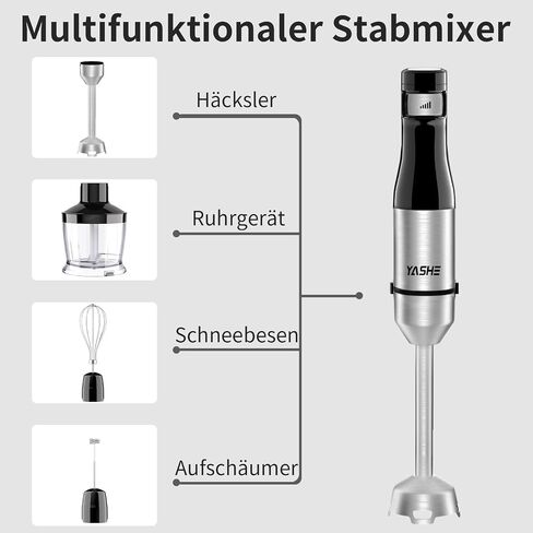 Immersion Blender, 5 in 1 Handheld Blender, Stainless Steel Blender Stick, Continuously Variable Speed, 400W, Emulsion Blender with Chopper, Whisk and Milk Frother for Meat, soups and Baby Food in Saudi Arabia