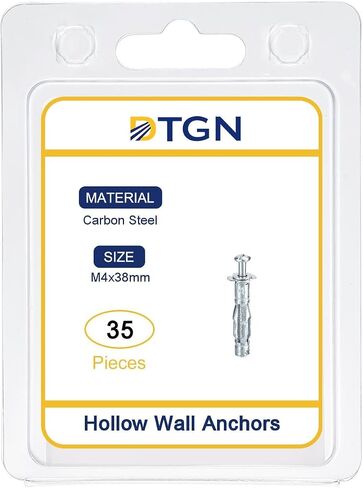 M4x38mm Hollow Wall Anchors - 5 Pack - Good for Hollow Wall Plaster Walls - Carbon Steel Hollow Drywall Anchors Screws, Silver in Saudi Arabia