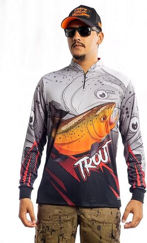 BRK Mens Long Sleeve Fishing Shirt Light Trout UPF 30 Sun Protection in Saudi Arabia