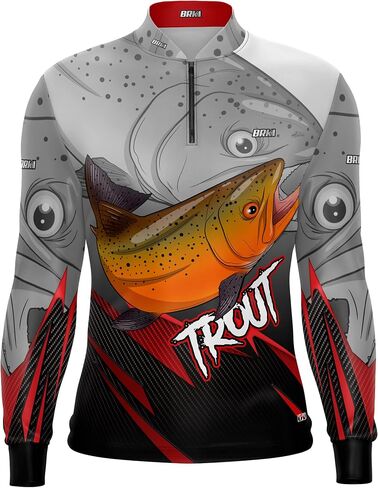 BRK Mens Long Sleeve Fishing Shirt Light Trout UPF 30 Sun Protection in Saudi Arabia