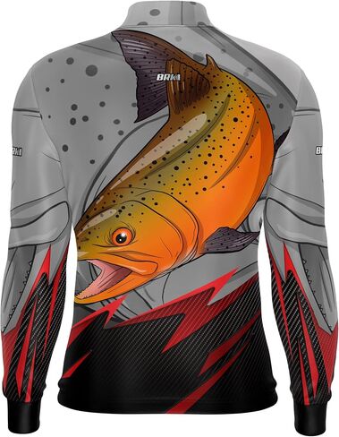BRK Mens Long Sleeve Fishing Shirt Light Trout UPF 30 Sun Protection in Saudi Arabia