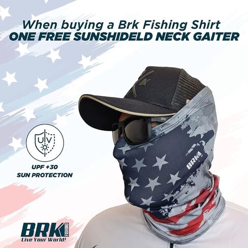 BRK Mens Long Sleeve Fishing Shirt Light Trout UPF 30 Sun Protection in Saudi Arabia