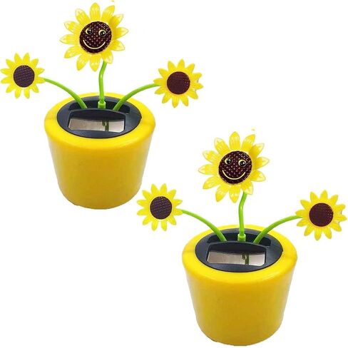 2 Pcs Stereoscopic Eyes Smiley Solar Dancing Flowers Bobbleheads for Car Dashboard Dashboard Decorations Sunflower Solar Dancing Figurines Sunflower Decor in Saudi Arabia