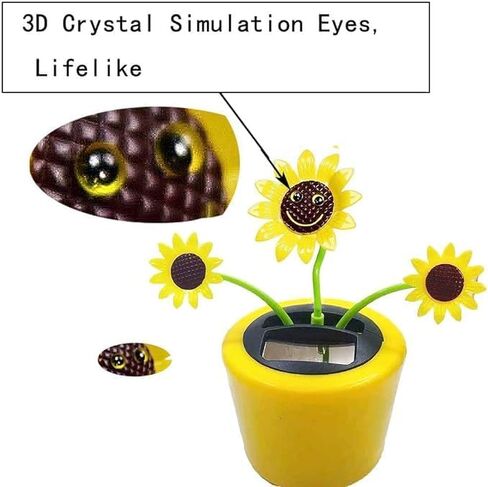 2 Pcs Stereoscopic Eyes Smiley Solar Dancing Flowers Bobbleheads for Car Dashboard Dashboard Decorations Sunflower Solar Dancing Figurines Sunflower Decor in Saudi Arabia