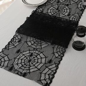 Halloween Decorative Table Runner Black Halloween Theme Decorations Scary Party Favors Decor (11.8 inch x 86.6 inch, Spider)