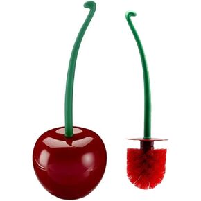 Tvoip Cherry Toilet Brush, Red, ABS Material, Deep Clean & Rust Resistant, Cute Bathroom Accessory