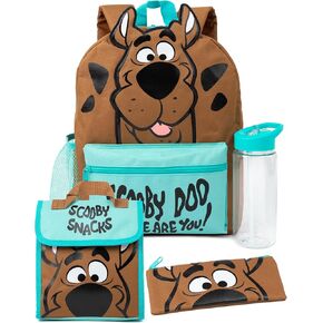 Scooby-Doo Kids 4 Piece Backpack Set | Boys & Girls Rucksack Bundle with School Bag, Pencil Case, Lunch Bag & Water Bottle