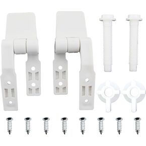 2PCS Universal White Plastic Toilet Seat Hinge Replacement Toilet Seat Hinge with Mounting Screws Suitable for Toilet Flaps