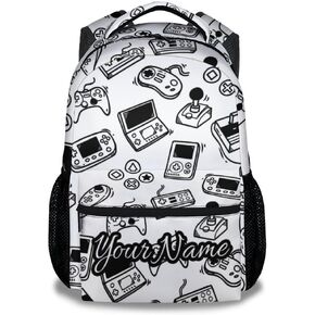 Gamer School Backpack for Girls, Boys - 16 Inches Black Backpacks for Kids - Lightweight Funny Bookbag for Elementary