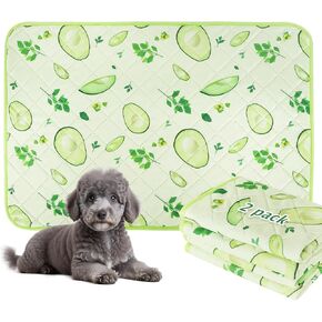 BVAGSS Washable Pee Pads for Dogs, 2 Pack Reusable Leakproof Puppy Wee Wee Pads, Non-Slip Waterproof Pet Training Pads, Super Absorbent Whelping Pads XH081 (Green Lemon,24''x18'')