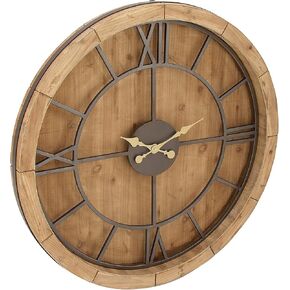 Deco 79 Mediterranean Wood Round Wall Clock, 40" x 3" x 40", Brown