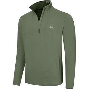 Willit Men's Fleece Pullover Quarter Zip Cold Weather Golf Sweatshirt Thermal Shirt with Pocket