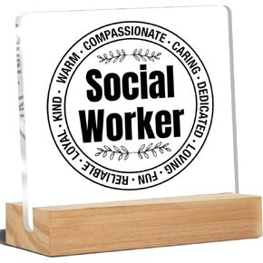 Social Worker Gifts, Social Worker Desk Decor, Social Worker Acrylic Desk Plaque Sign Home Office Decoration 4 x 4 Inches