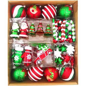 مجموعة زخارف كرة عيد الميلاد، 60 قيراطًا أحمر وأخضر وأبيض متنوعة من عناصر عيد الميلاد، زينة كروية معلقة مضادة للكسر لقضاء العطلات وحفلات الزفاف وشجرة عيد الميلاد in Kuwait