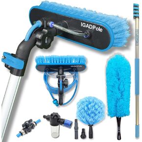 IGADPole 24ft Washing Kit: Water-fed Brush, Soap Dispenser and hose tap