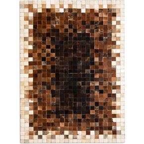 FOTA 100% Genuine Leather Cowhide Patchwork Area Rug Cow Skin Soft Hair Suede Carpet Throw Real Natural Pattern Cowhides Rustic Barn House Decor Western Southern Boho (Black Center Mix, 4' x 3')