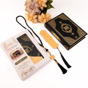 IEF Pack of 10 Bookmark Dhikr Counter Prayer Beads Party Favors Gifts, Bookmark Engraved on a Gold Acrylic Mirror, Dhikr Counter Decorated with Stones, Pearl Prayer Beads
