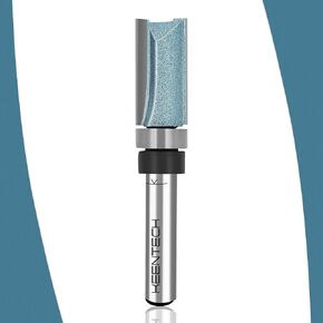 KEENTECH 6PCS Router Bits Set 1/4" Shank, Flush Trim Router Bit, Top Bearing Carbide Tipped Pattern Bit, Template Straight Heavy Duty Woodworking Trimming Cutting Tool, 1/2" Diameter 25/64" Depth