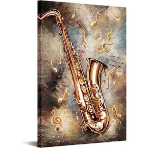 sechars Saxophone Wall Art Canvas Prints Jazz Painting Musical Instrument Sax Poster Framed for Music Room Decoration 24x36 Inch