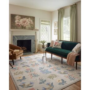 Loloi Rifle Paper Co. x Rosa Cream 2'-6" x 9'-6" Runner Rug
