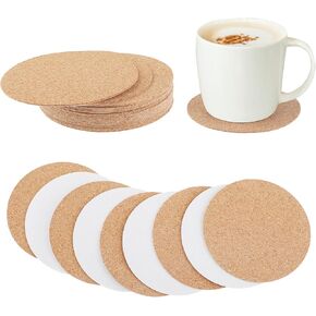16 Pcs Self-Adhesive Cork Round, 3" x 3" Cork Coasters, Cork Backing for Coasters Mini Cork Board for DIY Coasters, Wall, Mat, Tiles, Ceramic Coasters, (Wood Color, Circles)