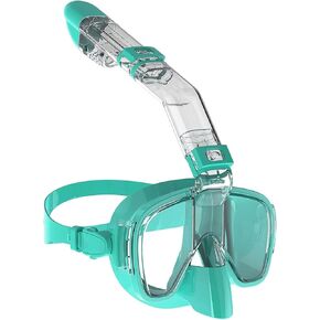 Latest Half Face Snorkel Mask with Easy Breathing Dry Top System,Foldable 180 Degree Panoramic View Snorkeling Mask with Camera Mount, Anti-Leak & Anti-Fog