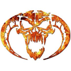 Demon Devil Skull Horns - Vinyl Decal Sticker - 8" x 5.75" - White