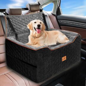 Dog Car Seat for Larger/Medium Dog,Dog Booster Seat,Dog Car Bed,Washable Removable Pet Travel Safety Pet Car Seat with Storage Pockets,Dog Travel Bed Suitable for Dogs Under 60Lbs(Gray)