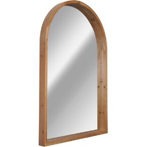 Head West Natural Wood Arched Framed Wall Mounted Vanity Mirror, Accent Decorative Mirror for Wall Decor, Modern Farmhouse Bathroom Mirror for Over Sink, Bedroom, Living Room, Entryway Hallway 24"x36"