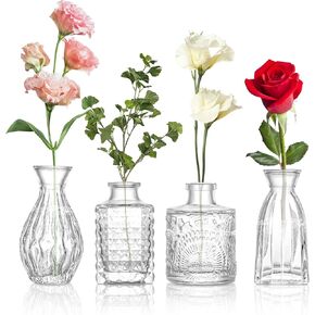 Glass Bud Vases Set of 25, 25 Sizes of Small Flower Vase for Party or Home Table Decorations
