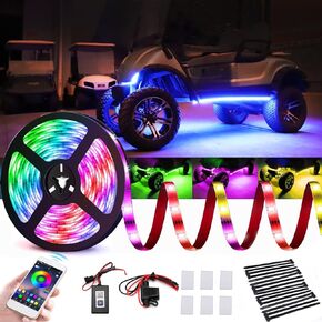 Roykaw Golf Cart Underglow LED Lights Strip Kit Waterproof Accent Neon Lighting Kit for EZGO Yamaha Club Car- Bluetooth Control 12V 360LEDs Operating Voltage: 12V Operating Current: Less Than 0.5A