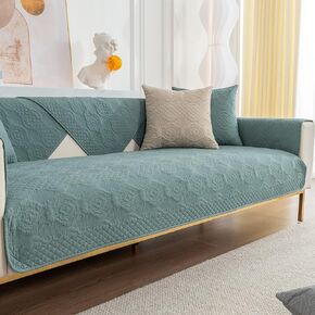 vctops Vintage Embroidered Cotton Sofa Couch Covers Soft Quilted Sectional Couch Cover Non Slip Sofa Slipcover for Dogs, Children, Pets Furniture Protector (Green,28"x28")