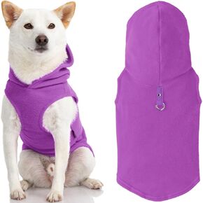 Gooby Fleece Vest Hoodie Dog Sweater - Red, Large - Warm Pullover Dog Hoodie with O-Ring Leash - Winter Hooded Small Dog Sweater - Dog Clothes for Small Dogs Boy or Girl, and Medium Dogs