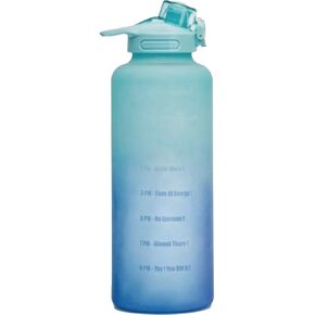 Primula Half Gallon Motivational Time Marker & Straw-Leakproof Plastic Big 2L Water Bottle for Women Men Large Jug for Fitness Gym Outdoor Sports, 64 Ounce, Pink Ombre