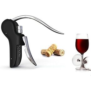 iFlash Professional Manual Wine Opener Corkscrew - Premium Corkscrew/Screw pull -Include Professional Foil Cutter & Extra Spiral (3 Piece Gift Set) - Black