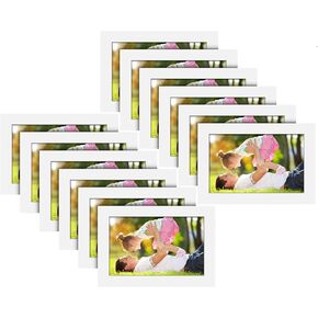 A+Selected 4x6 Picture Frame, 5x7 White Wood Frames for 4x6 Photos, 12 Pack Photo Acrylic Frame Set for Wall Picture and Table Desk Top
